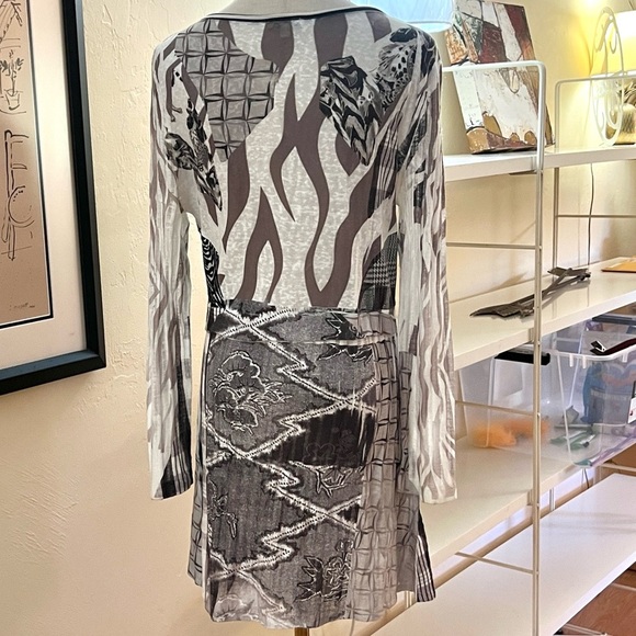 VTG Cache’,Y2K,RARE Button-Front, Patch-Patterned Dress,Pockets,Perfect,Size 6 - Picture 3 of 16